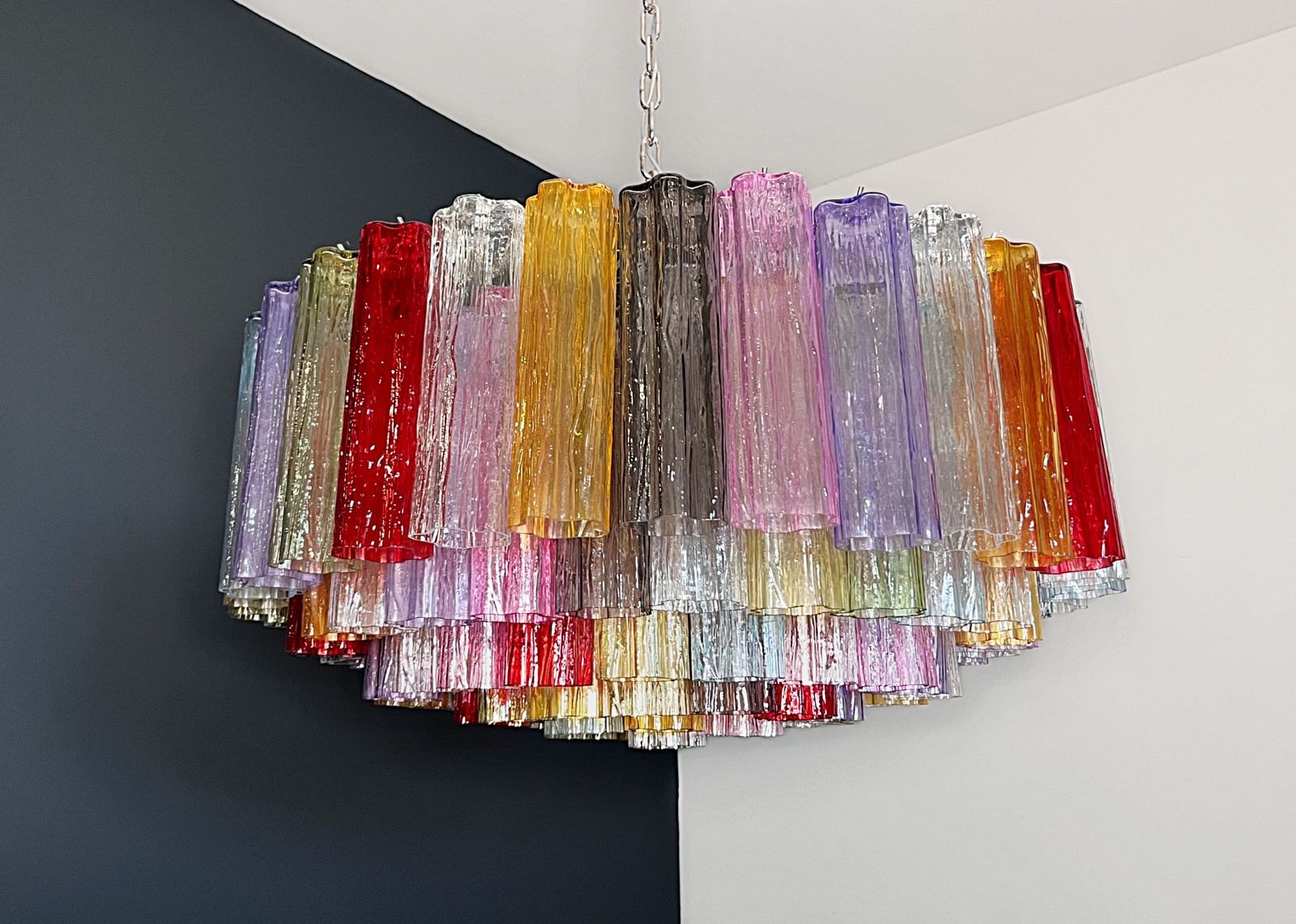 Large Murano Glass Chandelier  101 Multicolored Tube Glasses photo for sale