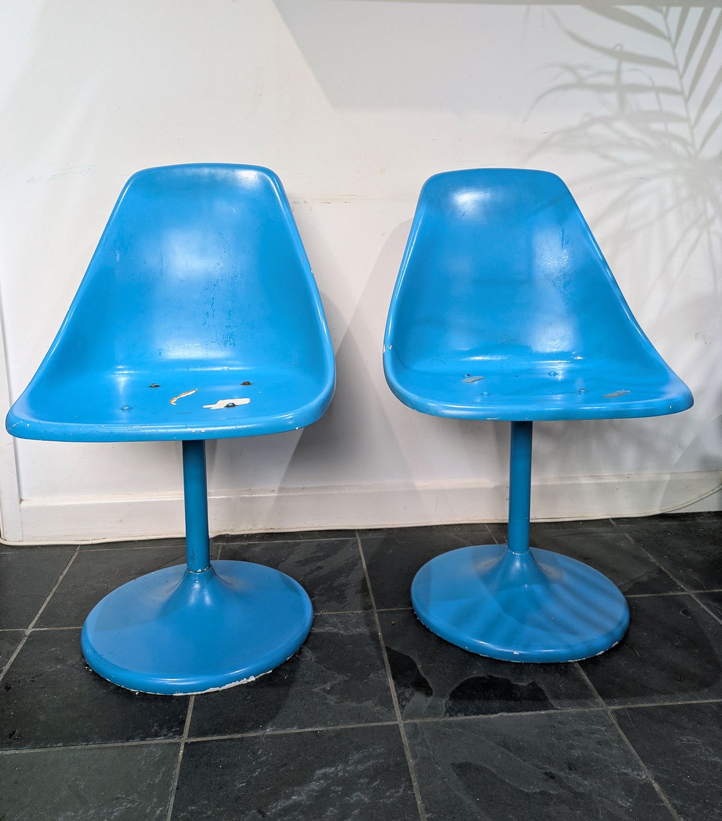 Set Of 4 Vintage 1960s Tulip Chairs   Blue   Eero Saarinen / Knoll Reproductions photo vinterior