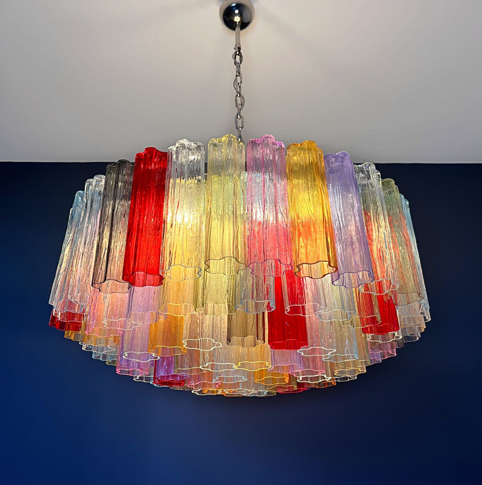 photo buy Large Murano Glass Chandelier  101 Multicolored Tube Glasses
