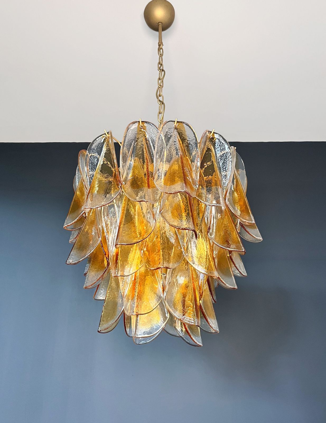 Italian Vintage Murano Chandelier   Mazzega   41 "Rondini" Amber Glass photo vinterior