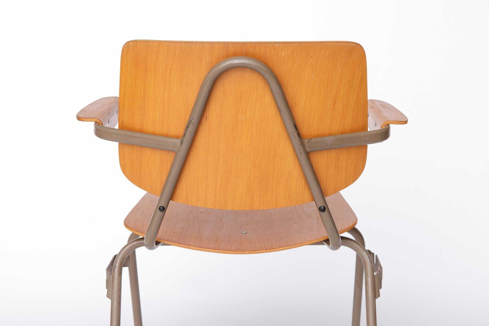 photo for sale Set Of 6 Kho Liang Ie Stackable Chairs – Car Katwijk, 1950s Mid Century Modern, Beech Plywood & Metal, Dutch Design Vintage Chairs