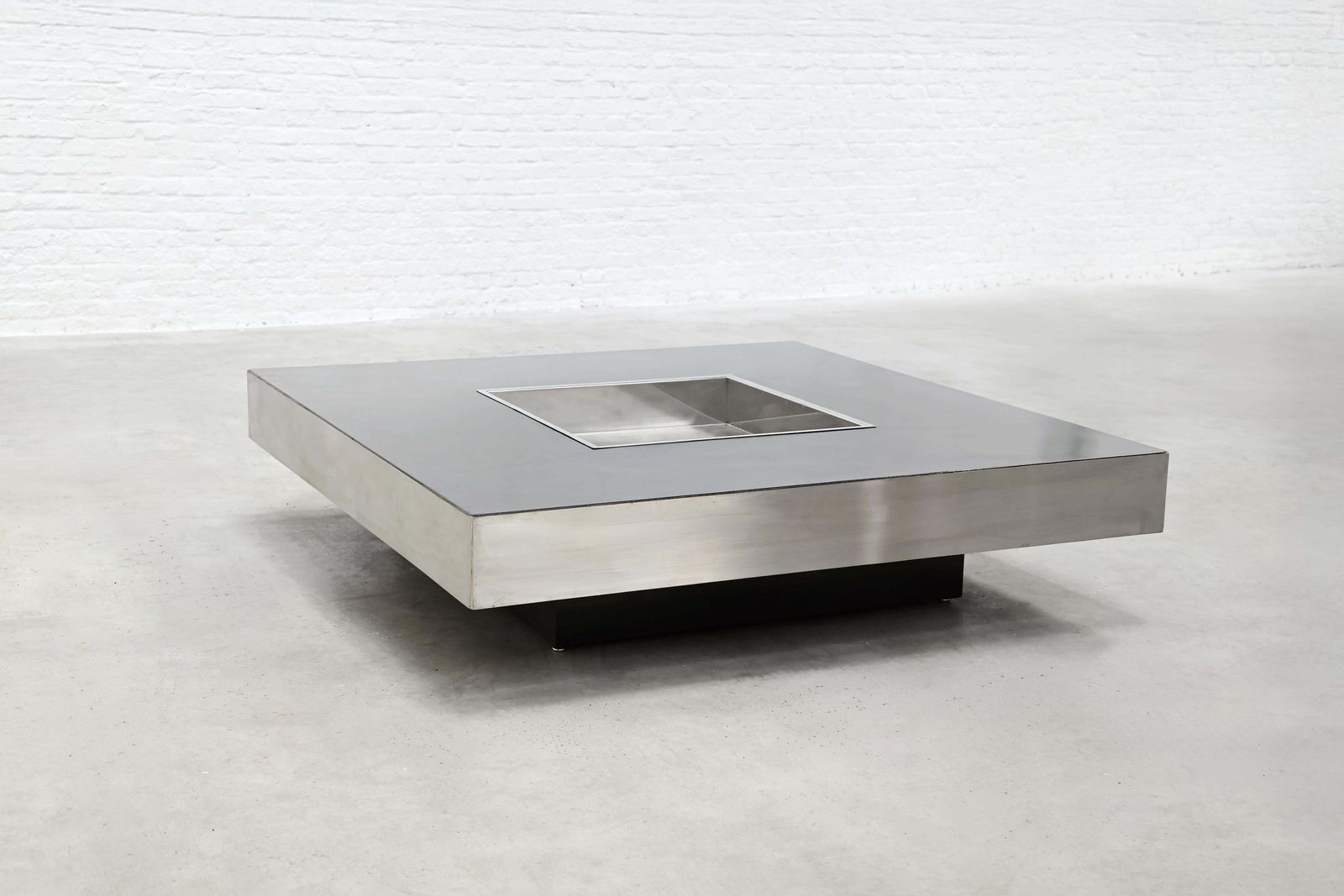Chrome Coffee Table With Integrated Bar In The Style Of Willy Rizzo, 1970s photo for sale