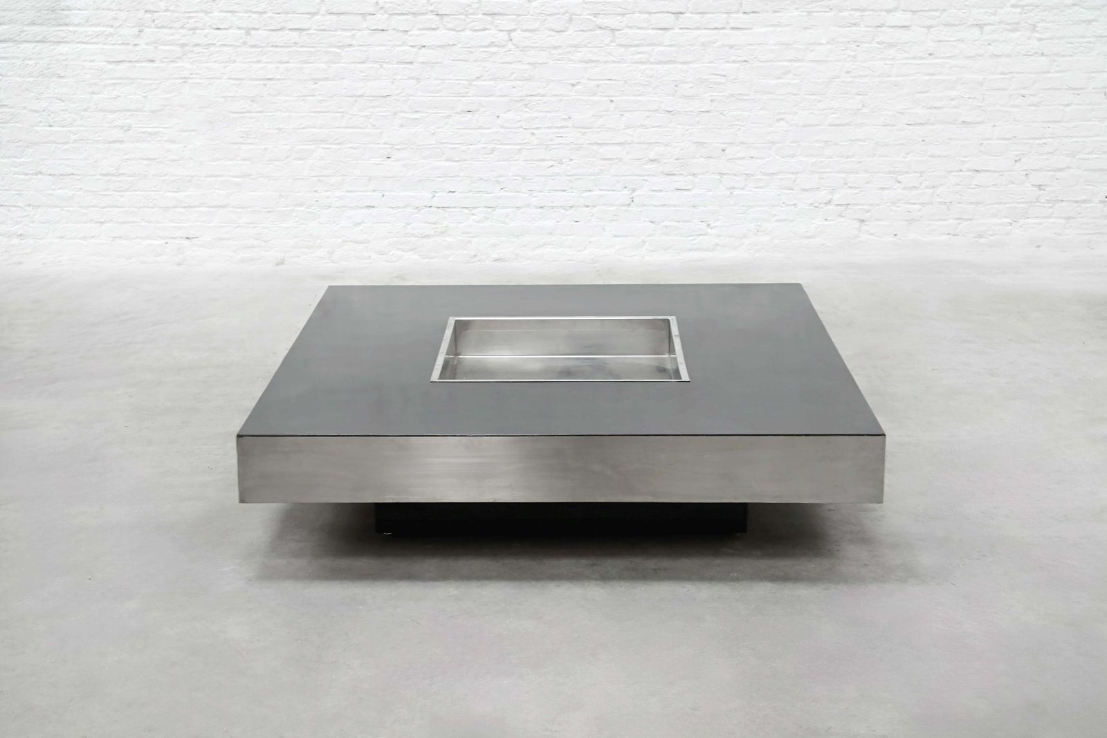 Chrome Coffee Table With Integrated Bar In The Style Of Willy Rizzo, 1970s photo buy