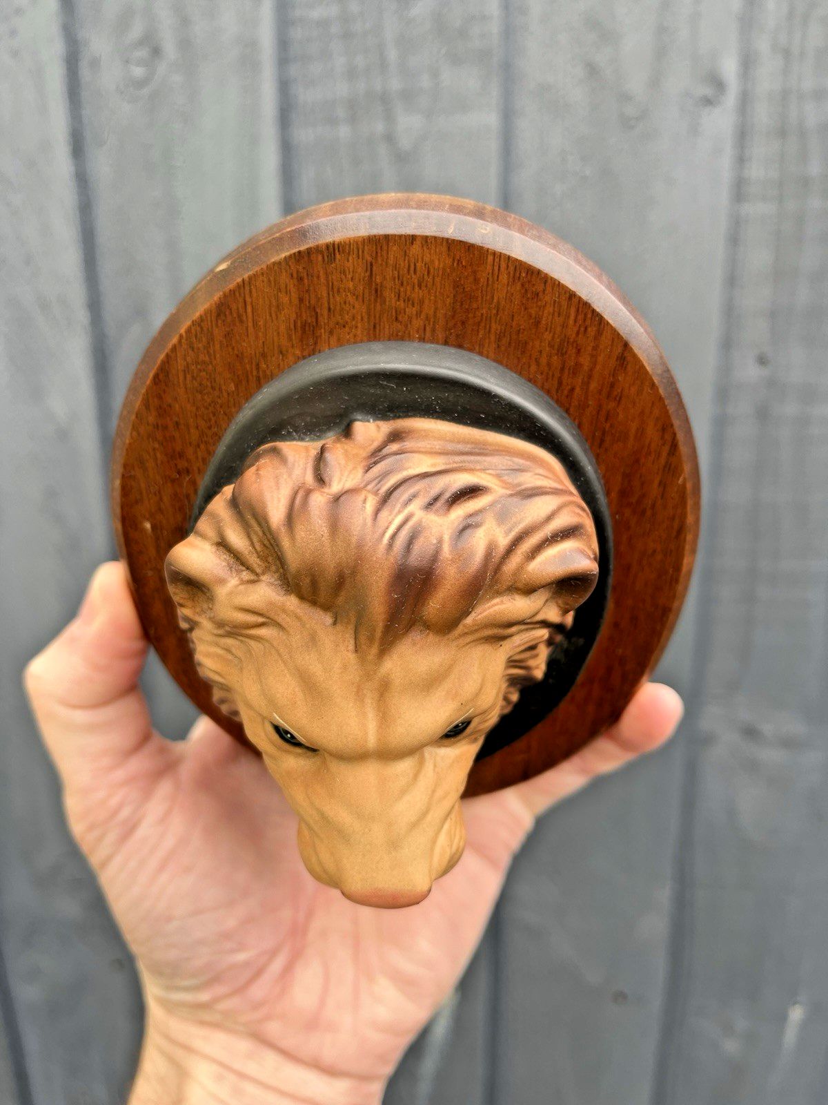photo furniture Rare Beswick Matt Lion Mask Head Wall Plaque Teak Mounted Wild Animals Series