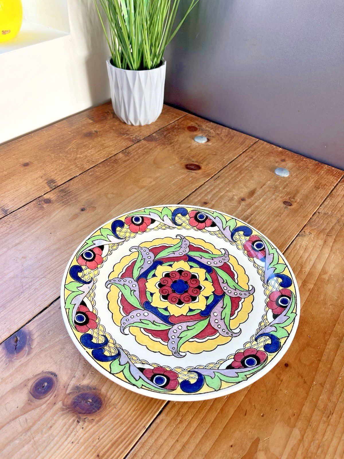 Antique Art Deco Royal Doulton Floral Iznik Geometric X Series Plate D5106 30's photo for sale