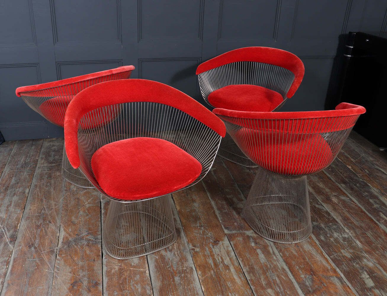 Furniture Set Of Four Warren Platner Dining Armchairs For Knoll, 1960s photo