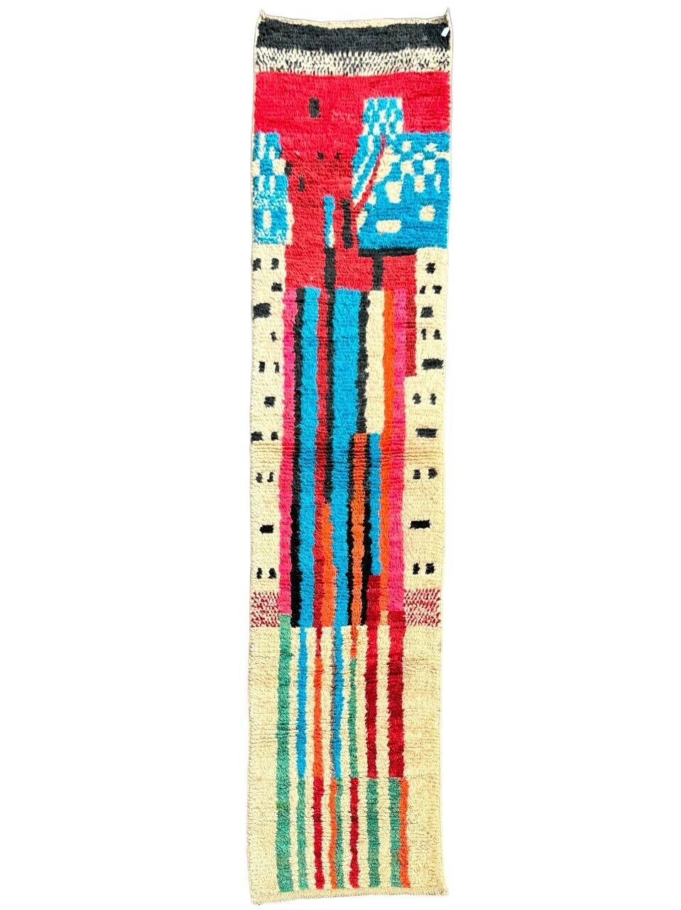 Artistic Modern Berber Runner Rug Abstract Boho Hallway Rug Flurteppich Marokkanischer Teppich Flur Runner Wool Rug 70x330 Cm photo furniture
