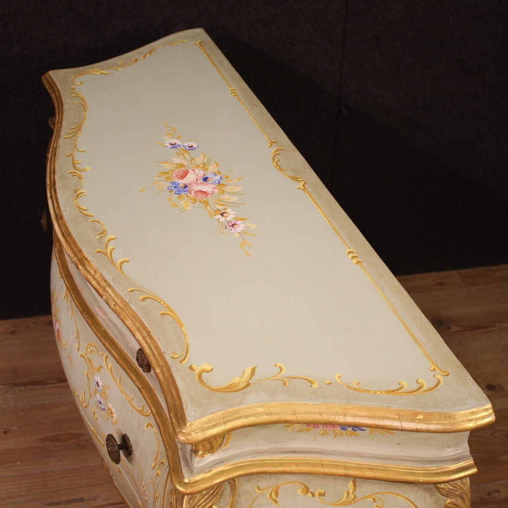 photo for sale Venetian Lacquered, Painted And Gilded Dresser From The 20th Century
