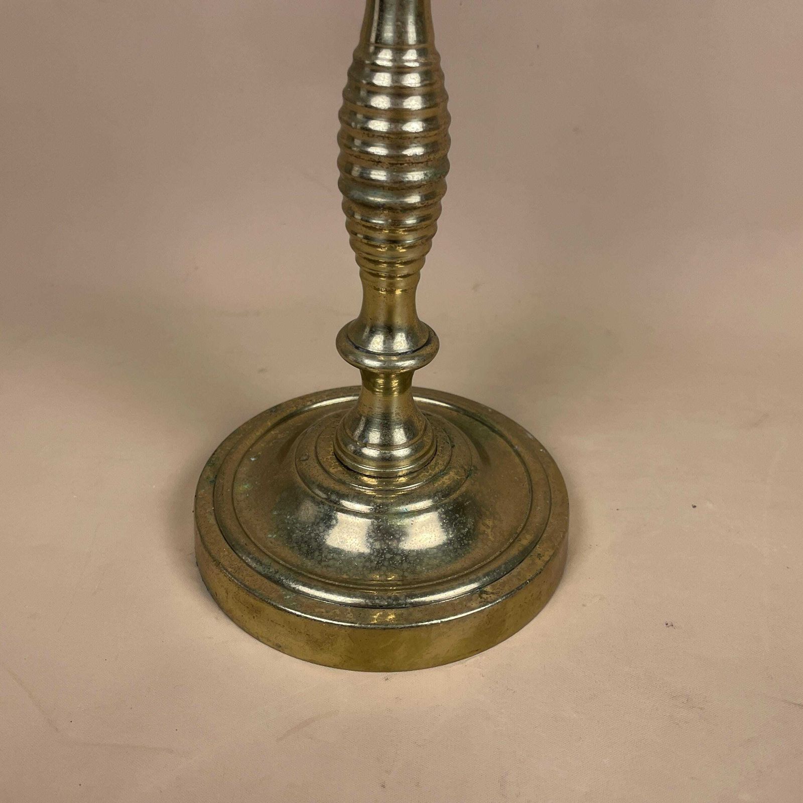 Antique Gold Candelabra  Brass Metal Candlestick Candle Stick Holder Heavy Vintage Column Taper Dinner Candlesticks Ornate Pattern 3 Arms photo 75.0