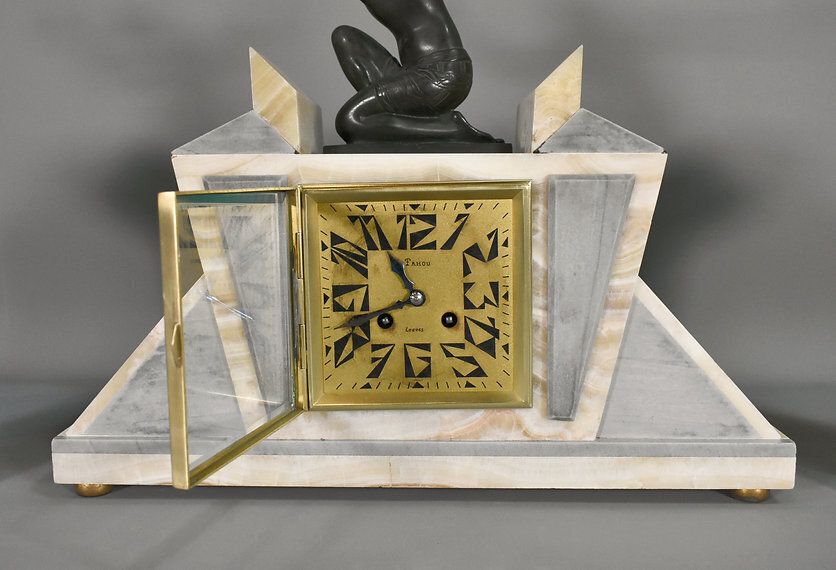 photo for sale French Art Deco Clock & Garniture By H Molins Balleste & Tahou, Lourdes