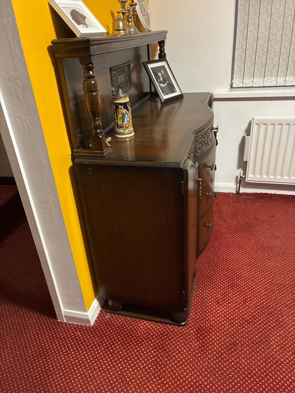 Sideboard With 4 Drawers And 2 Cupboards. Part Carved Fascia photo Furniture