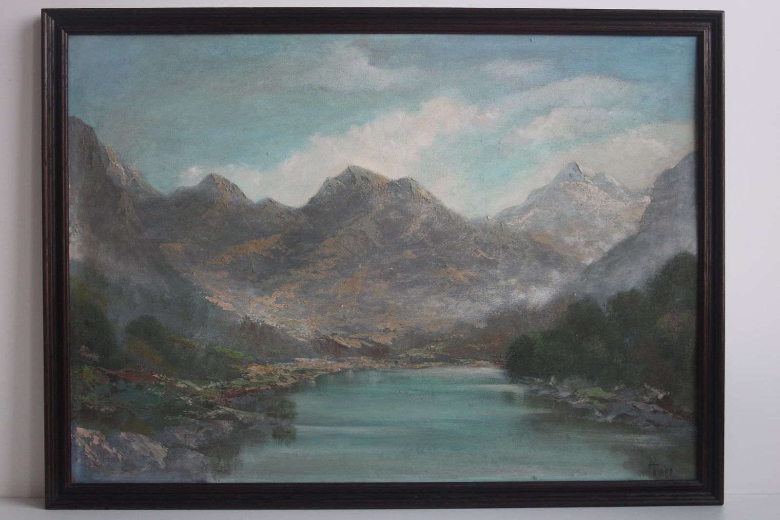 Hand Painted Painting, Oil On Fiberboard, Signed, Czechoslovakia, 1960's. photo furniture