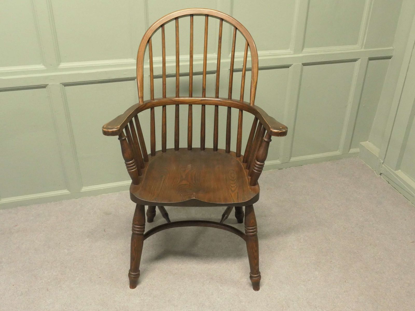 Elm Country Carver Chair With Crinoline Stretcher photo for sale