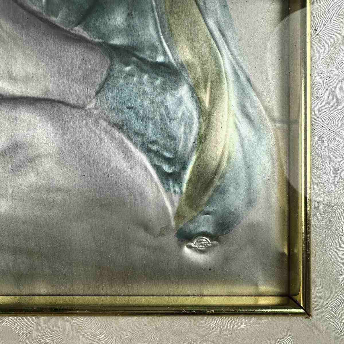 Vintage Lamina Madonna Painting With Child photo Art