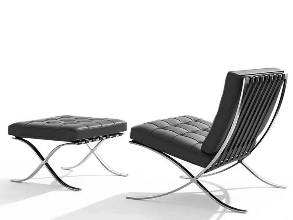 Mies Van Der Rohe The Knoll Barcelona Chair And Ottoman photo for sale