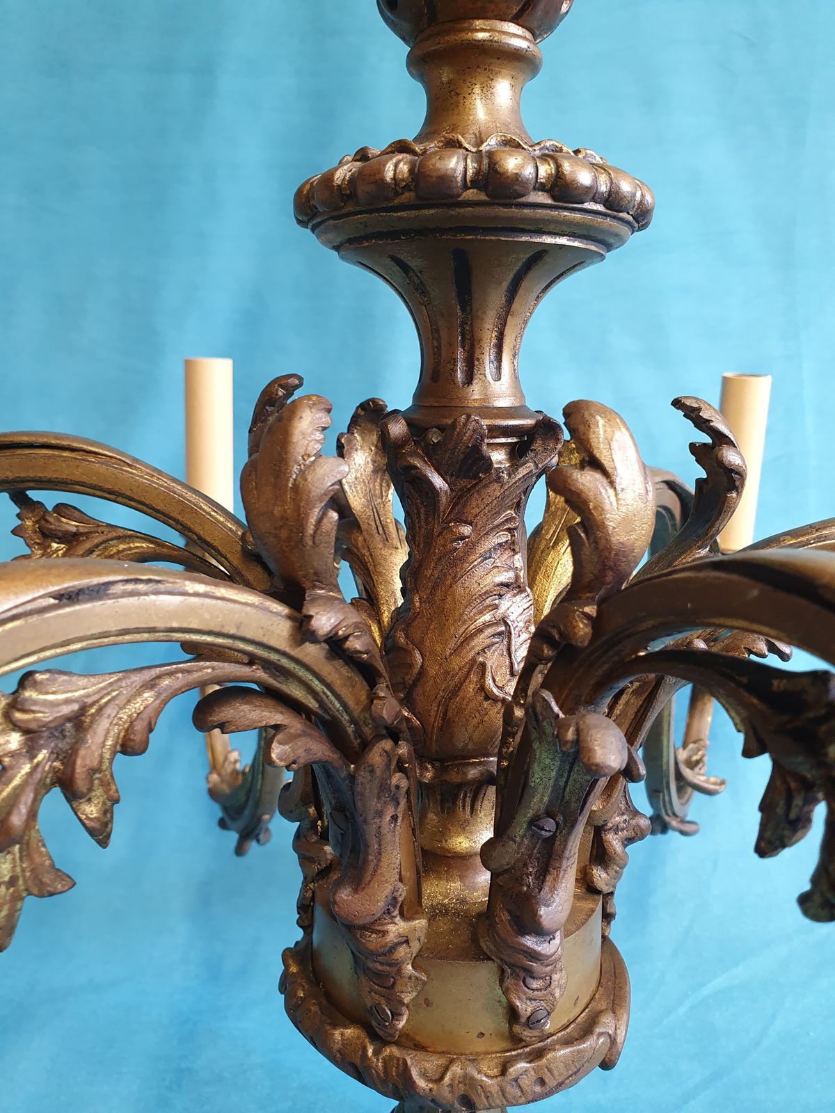 photo furniture 6 Arm Large Brass Chandelier French 30"