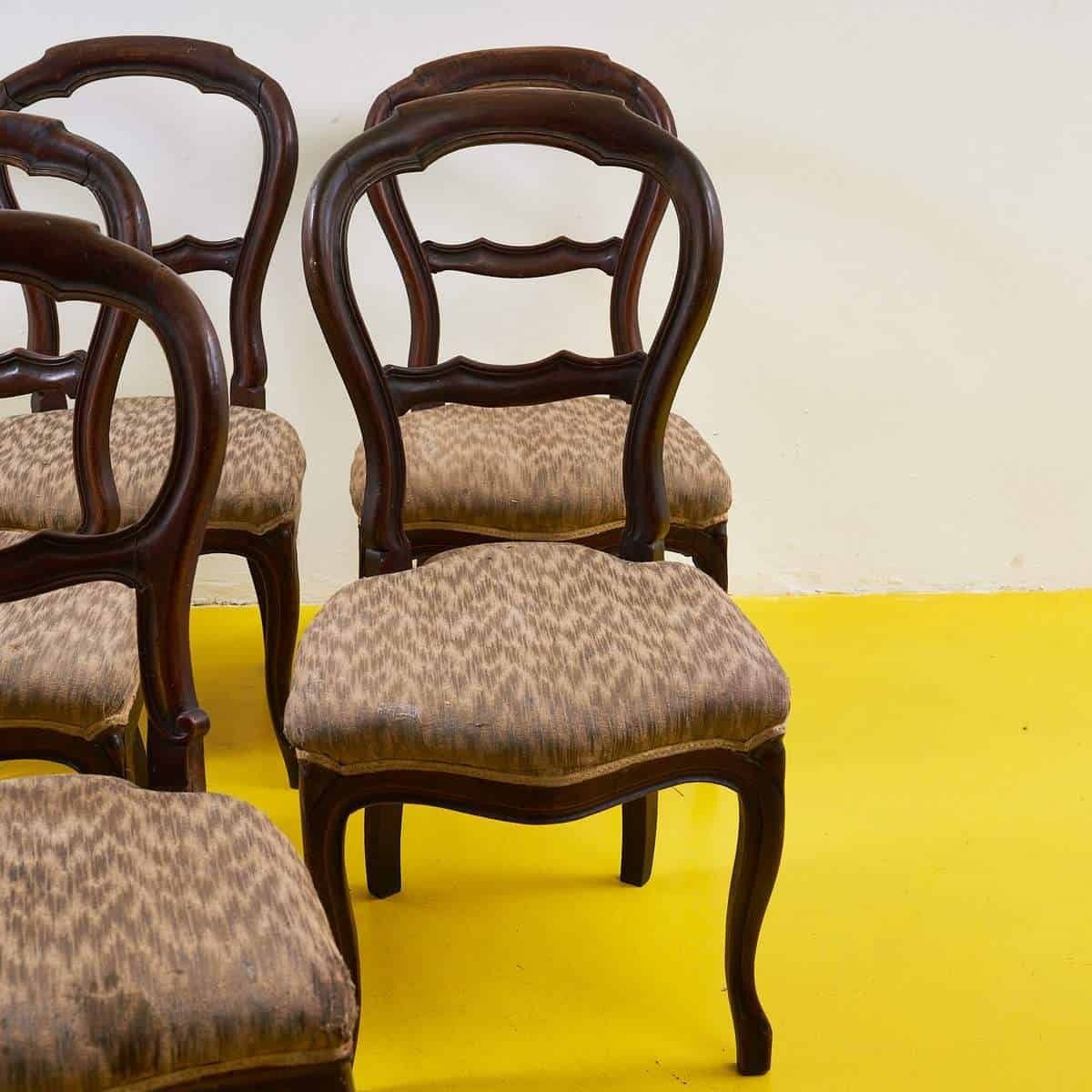 Elegant Antique Carved Wooden Chairs 6 Pieces photo for sale