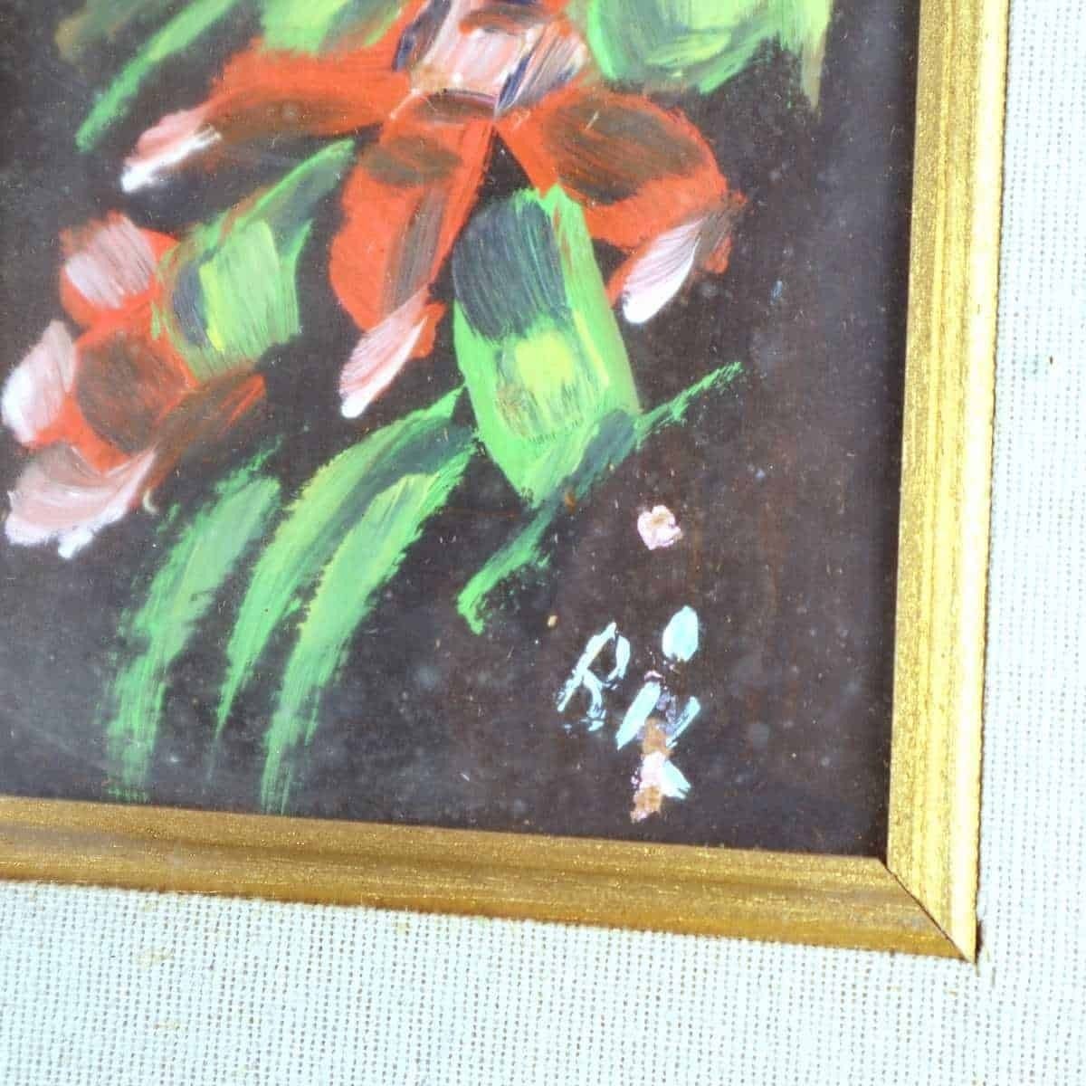 Vintage Oil Painting Of Flowers photo for sale