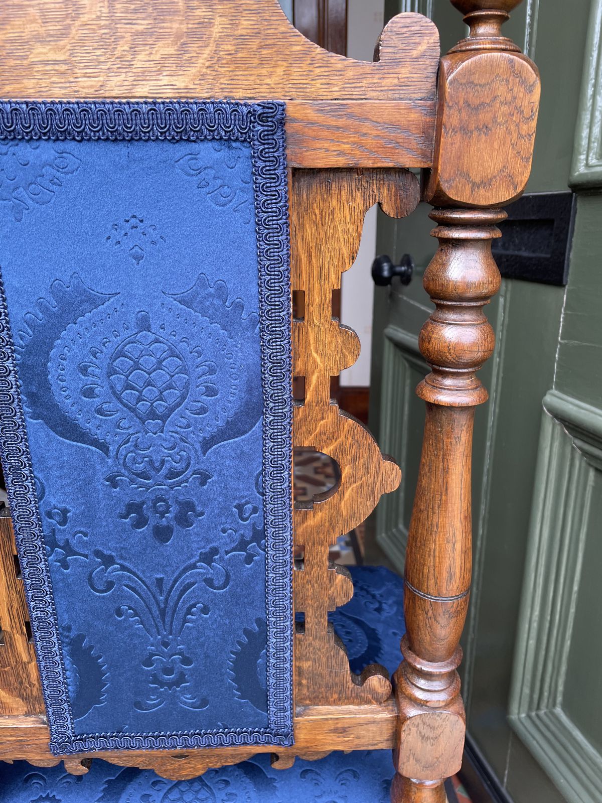 1922 Jacobean Style Hall Chair From Taymouth Castle, Scotland photo vintage