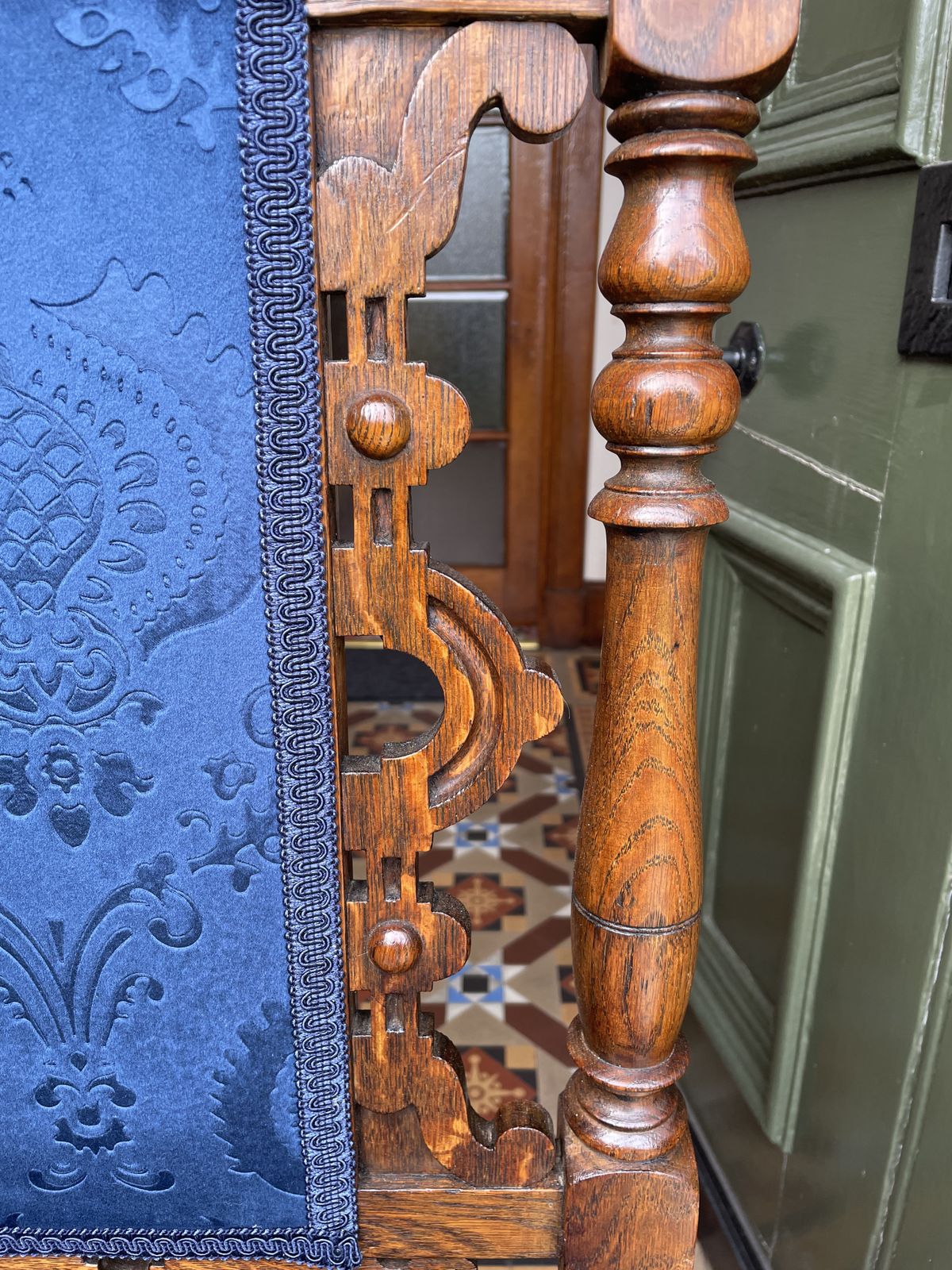 350.0 1922 Jacobean Style Hall Chair From Taymouth Castle, Scotland photo