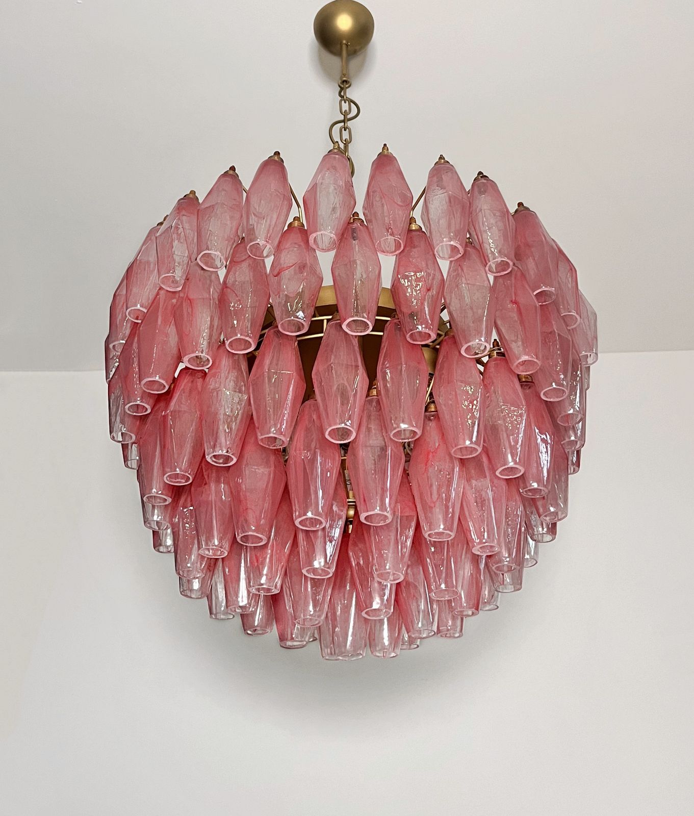 Amazing Murano Glass Candelier – 111  Pink Alabaster Poliedri photo for sale