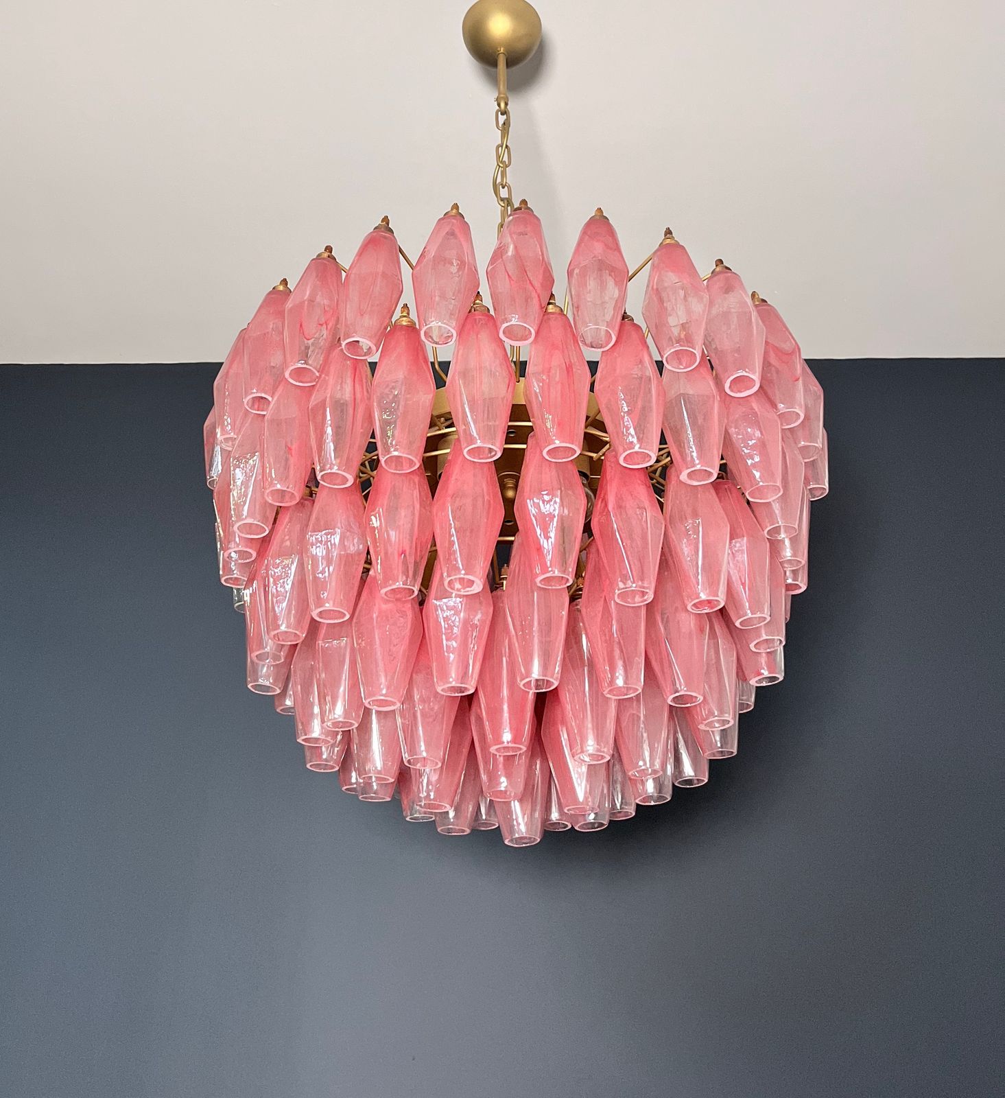 Amazing Murano Glass Candelier – 111  Pink Alabaster Poliedri photo buy