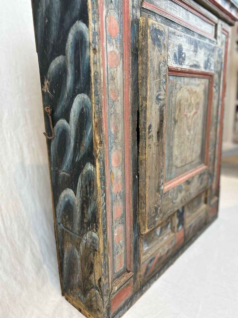 Antique Painted Swedish Wooden Wall Cupboard photo furniture
