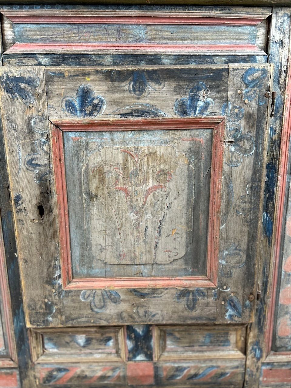photo buy Antique Painted Swedish Wooden Wall Cupboard