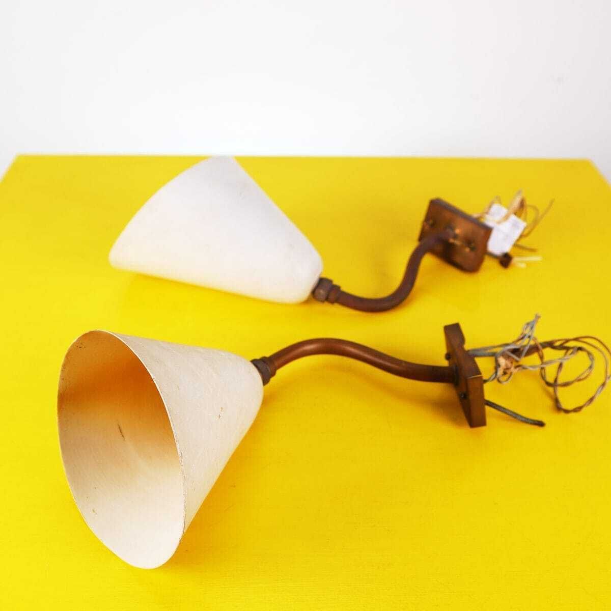 Pair Of Vintage Metal Wall Lamps Attributed To Sarfatti