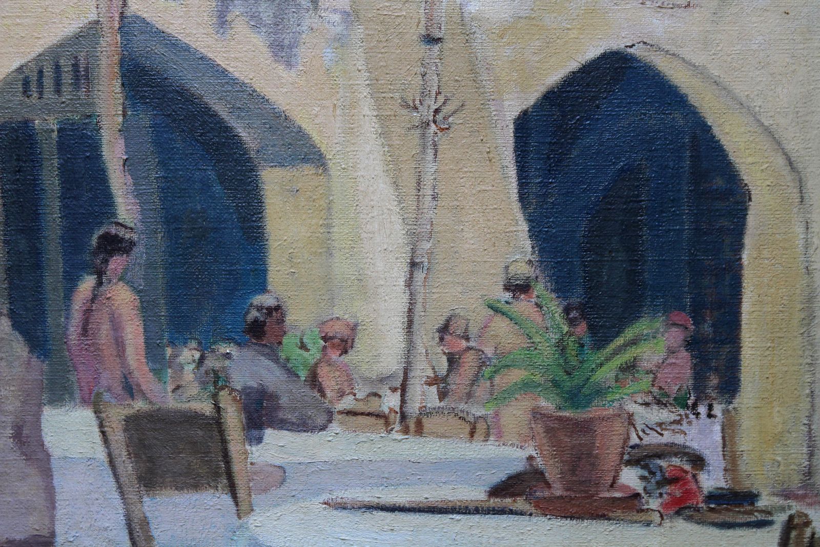 Forrest Hewitcafe Porto Fino Italy   British Post Impressionist Oil Painting Italian Rivieracirca 1930 photo 4285.0