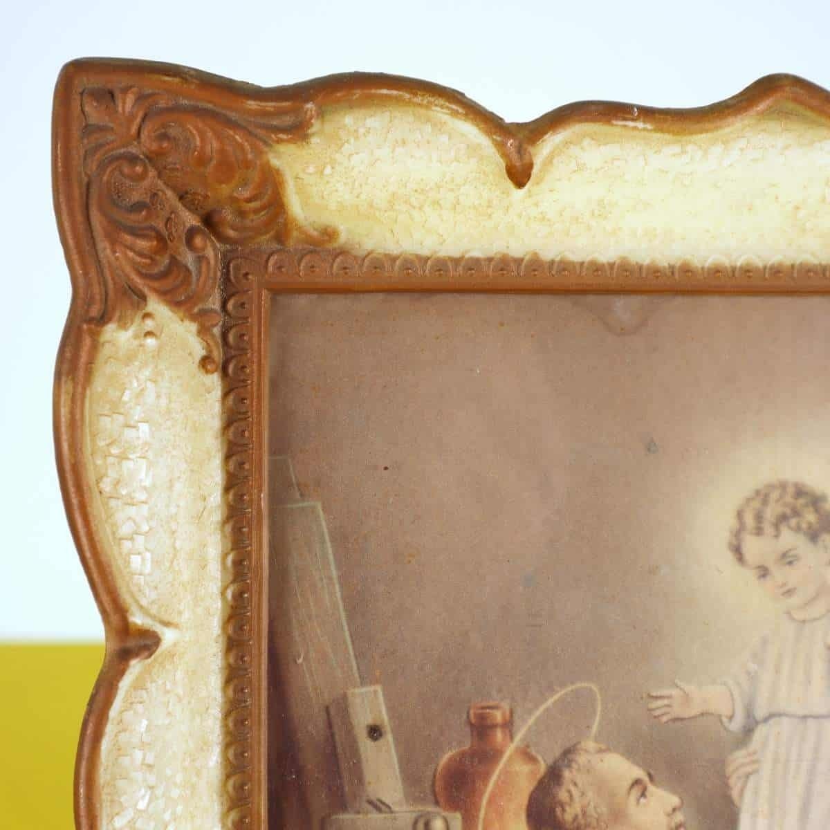 Vintage Sacred Family Painting With Plastic Frame Made In Italy photo furniture