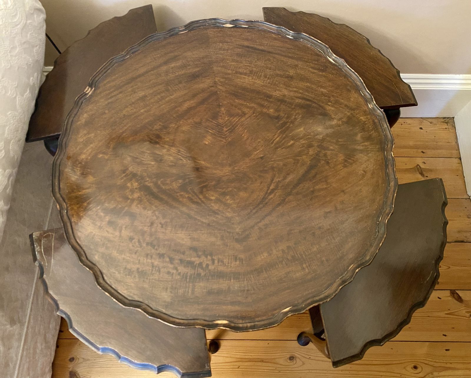Antique Burr Walnut Pie Top Nest Of Tables photo Furniture