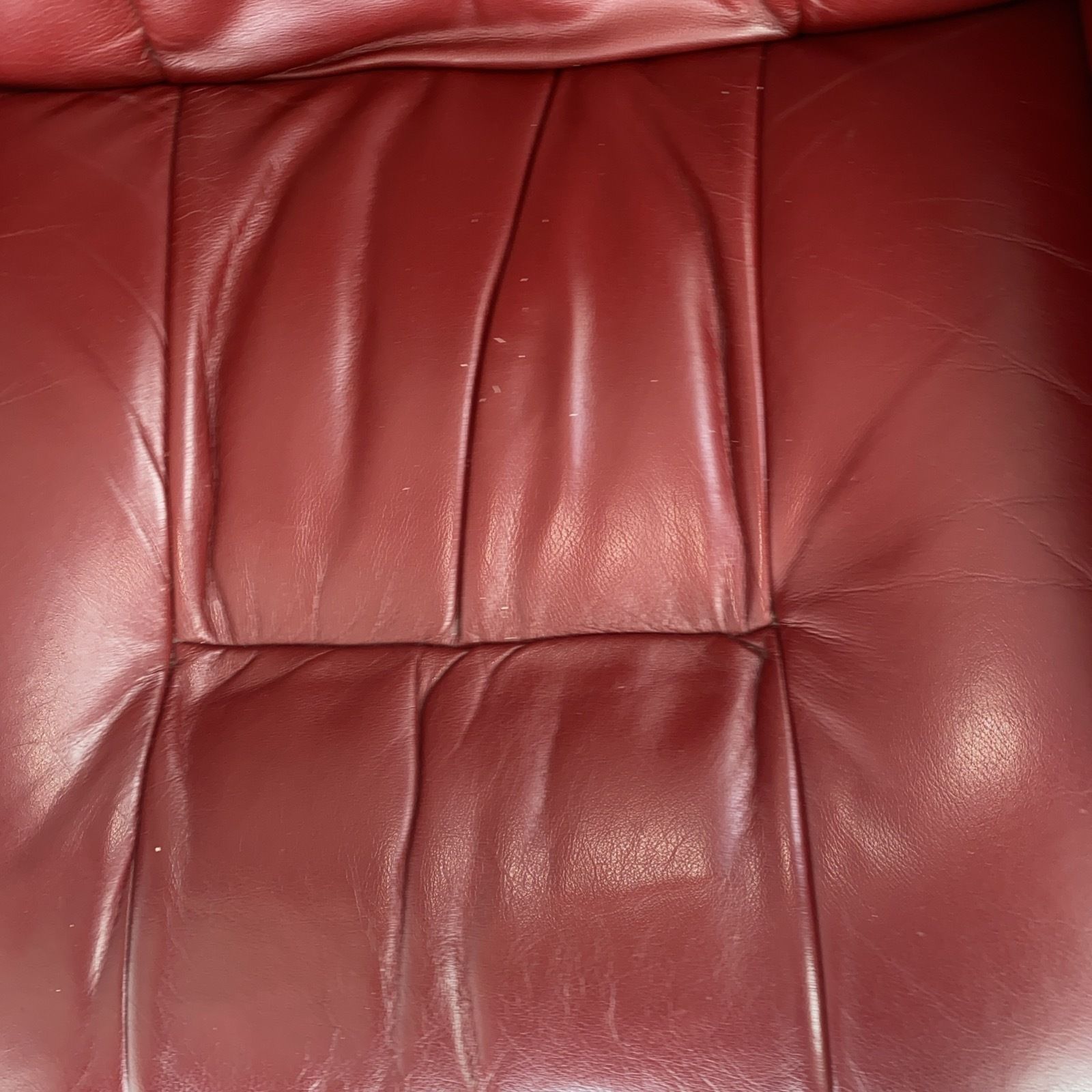 Furniture Vintage Danish Somo A/C Red Leather Reclining Chair And Foot Rest photo