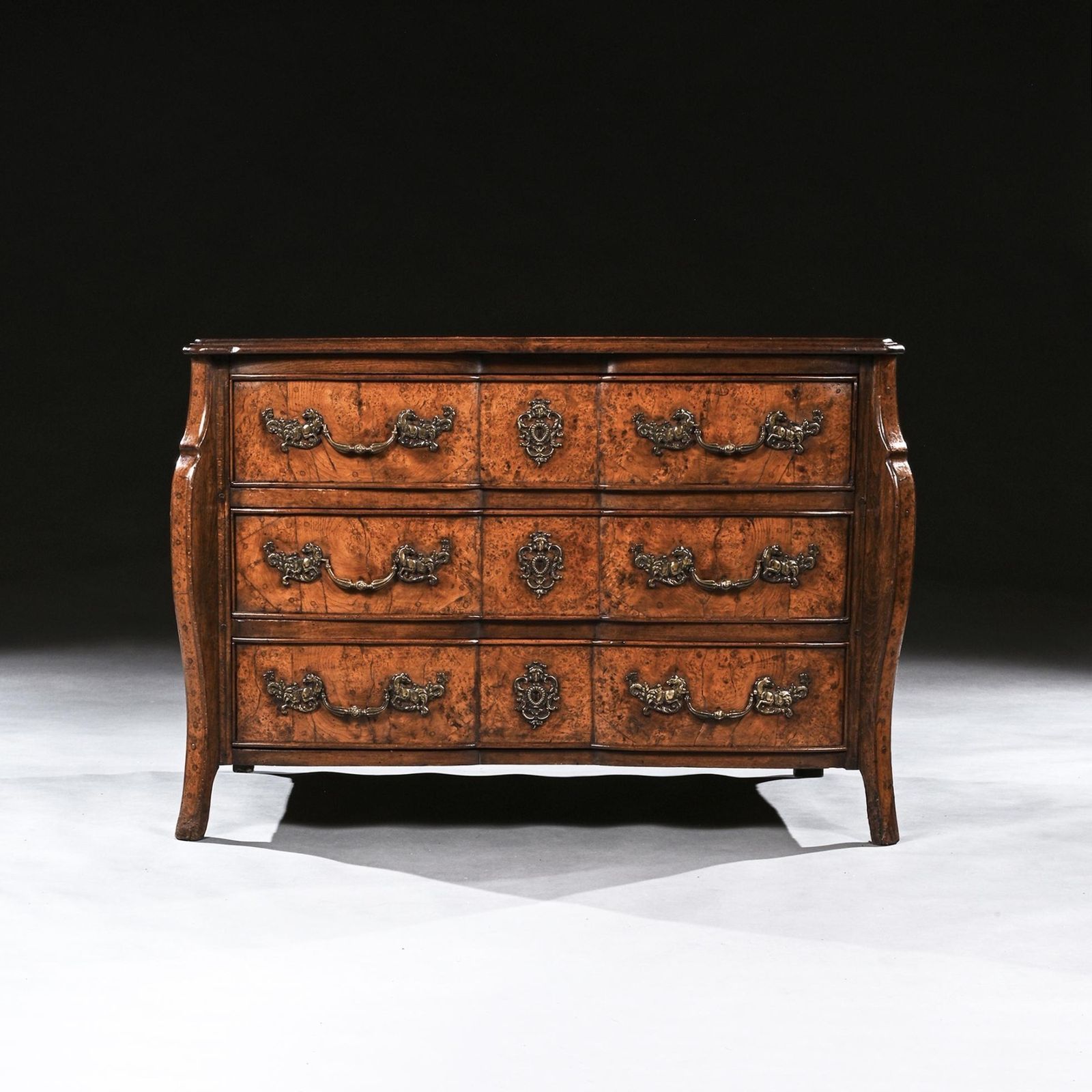 Rare Early 18th Century Louis XV Provincial Burr Elm Mazarin Commode photo furniture