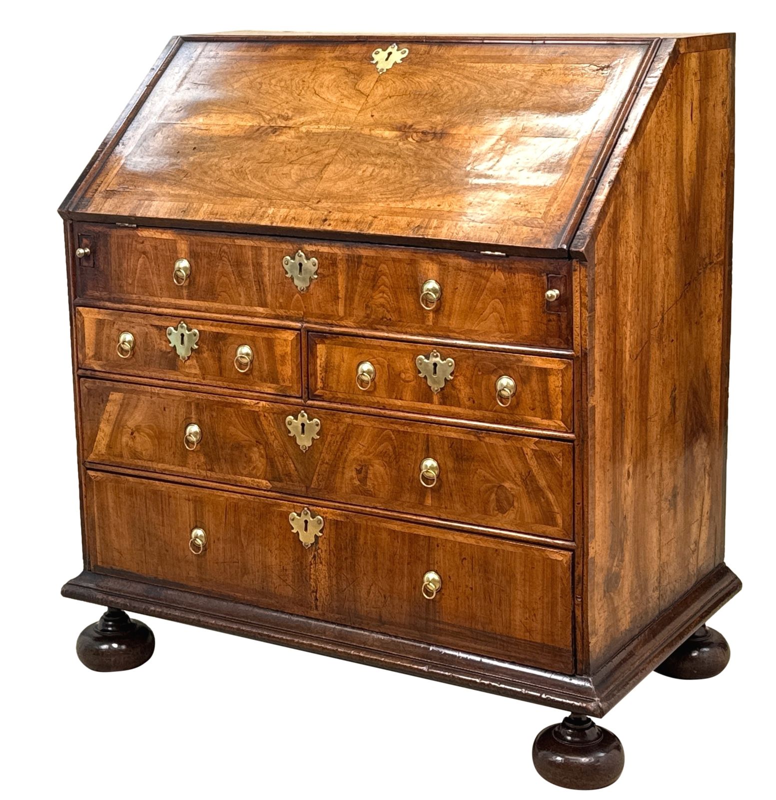 Queen Anne Early 18th Century Walnut Bureau (England, Circa 1705)