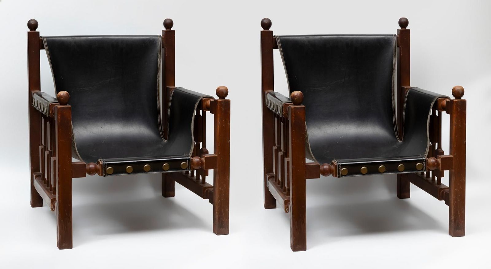 Paco Muñoz Pair Of Armchairs   Price For Both, Not Sold Separately   Wood & Leather photo buy
