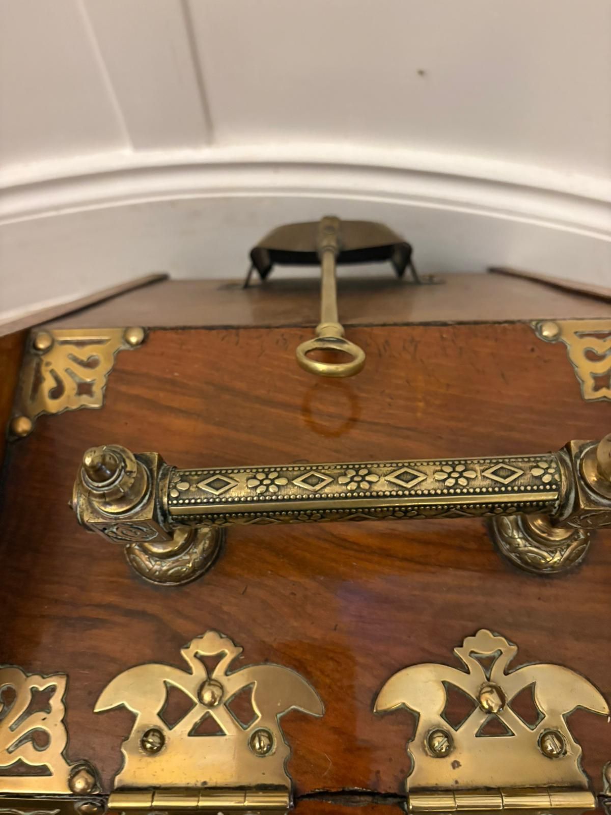 Antique  19th Century Quality Brass Mounted Walnut Coal Scuttle photo furniture