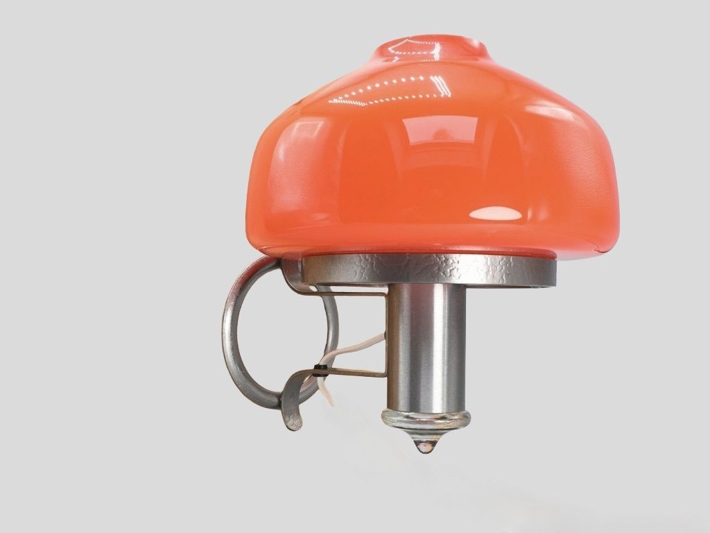 Midcentury Metal With Orange Glass Mushroom Style Wall Lamp By öjg Sweden, 1970s