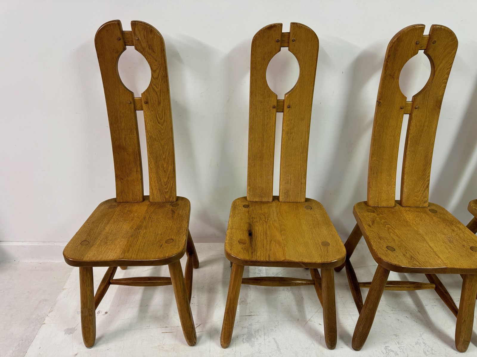 Set Of Four 1960s Oak Dining Chairs By De Puydt photo vintage