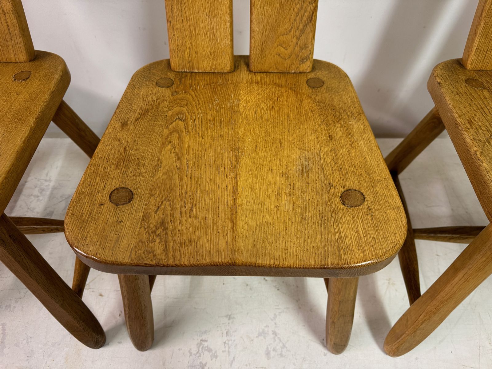 photo for sale Set Of Four 1960s Oak Dining Chairs By De Puydt