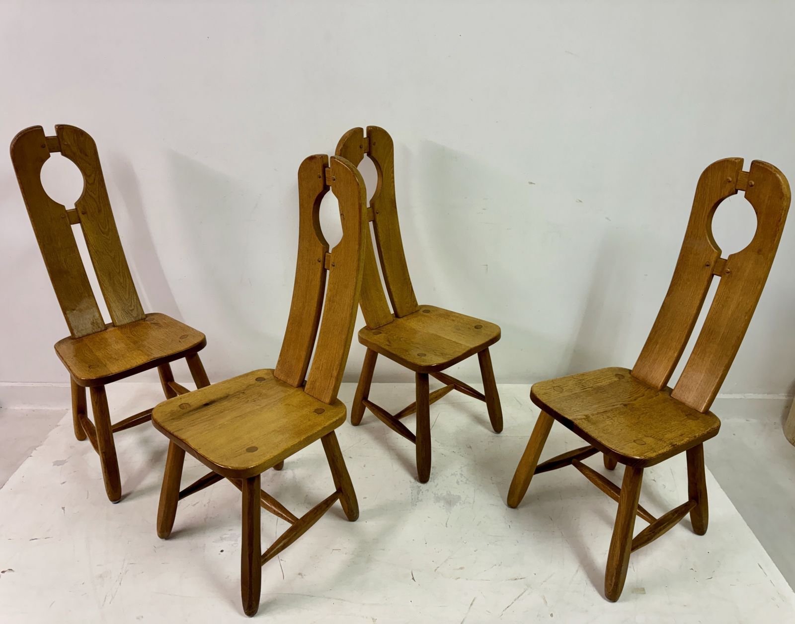 photo vinterior Set Of Four 1960s Oak Dining Chairs By De Puydt