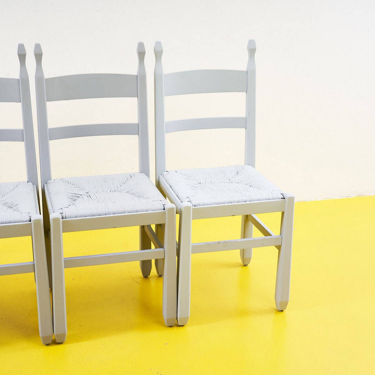 Gray Wooden And Straw Chairs, 4 Pieces photo furniture