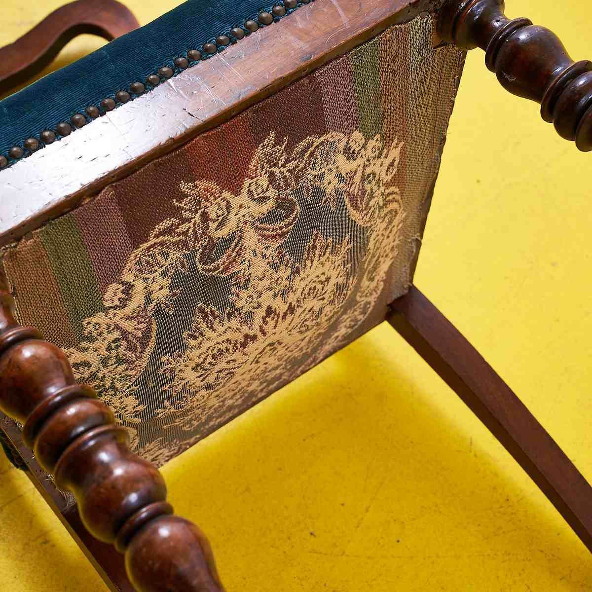 photo for sale Set Of Wooden Chairs With Green Seat – 4 Pieces