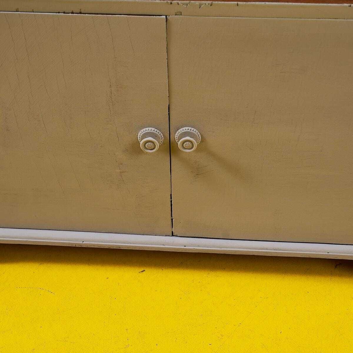 Vintage Sideboard Cabinet In Dove Gray And Wood photo furniture