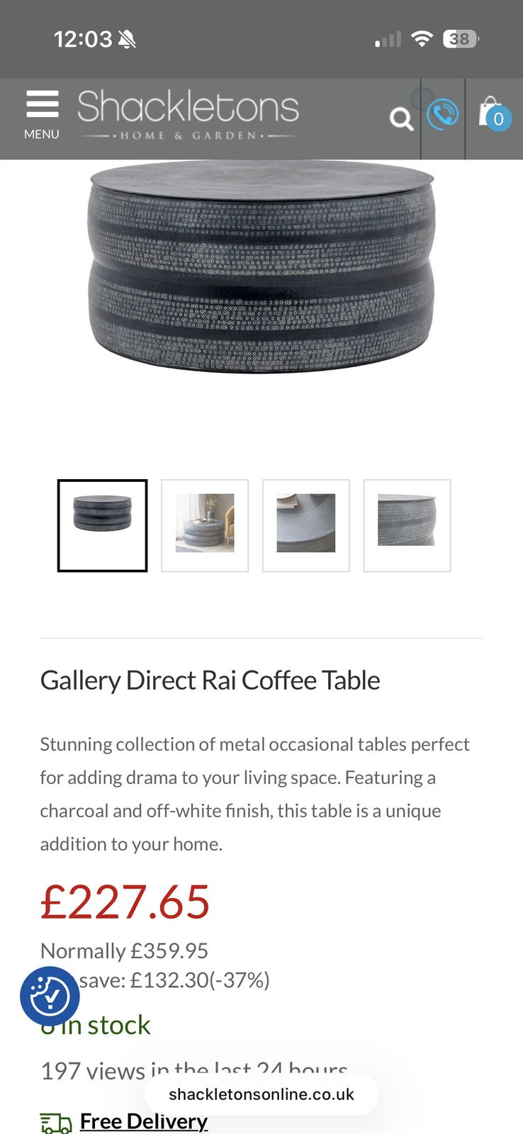 Ria Metal Coffee Table, 21st Century photo for sale
