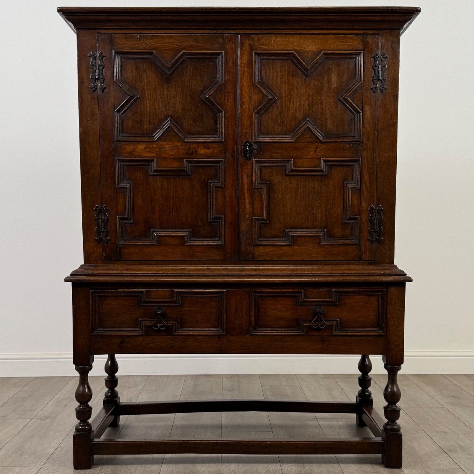 Antique 19th Century Jacobean Style Cupboard In Oak