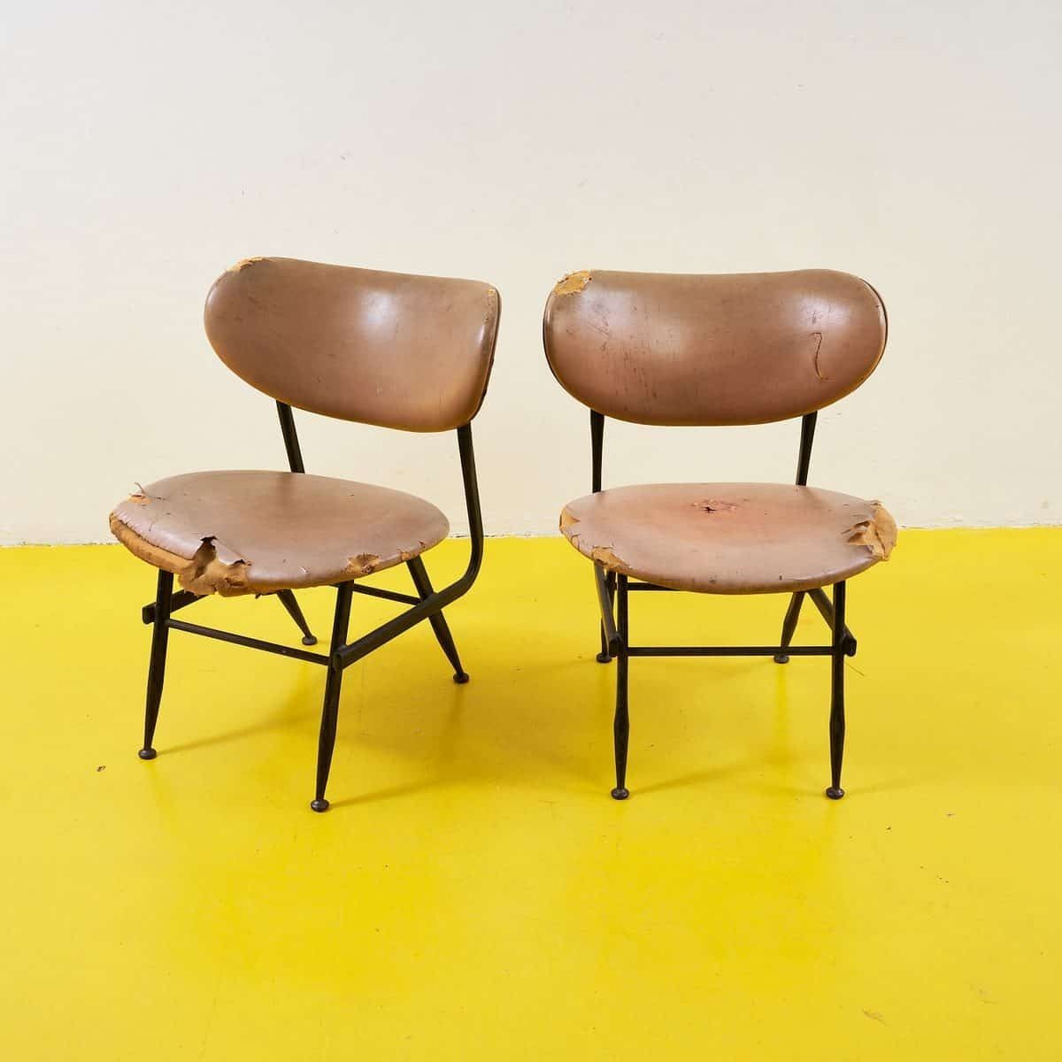 Pair Of 1950s Design Metal Armchairs