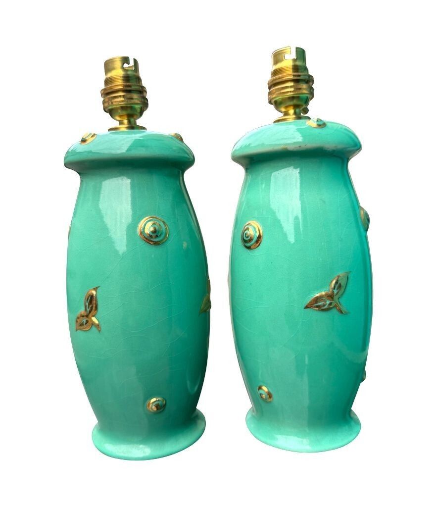 A Lovely Pair Of 1930s Royal Staffordshire Lamps By Clarice Cliff photo vintage