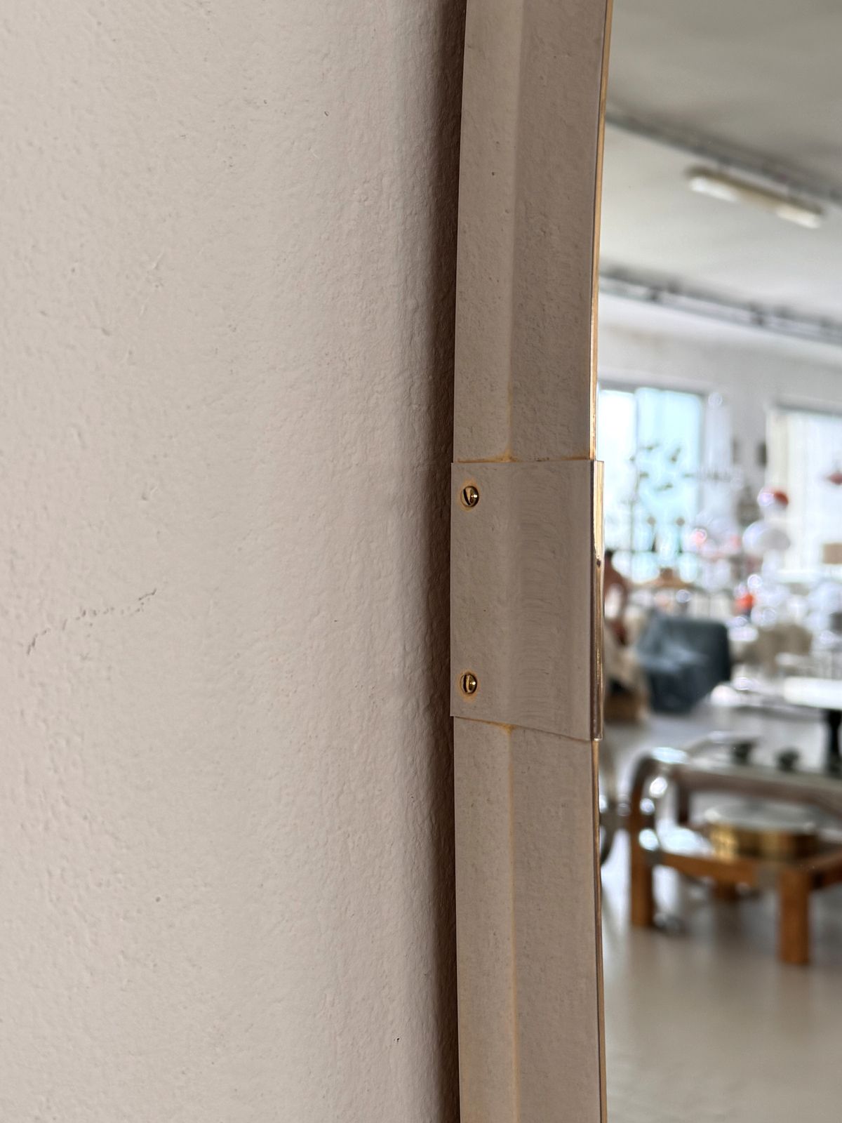 Large Wall Mirror In Brass By Vereinigte Werkstätten München, 1970s photo Home Decor