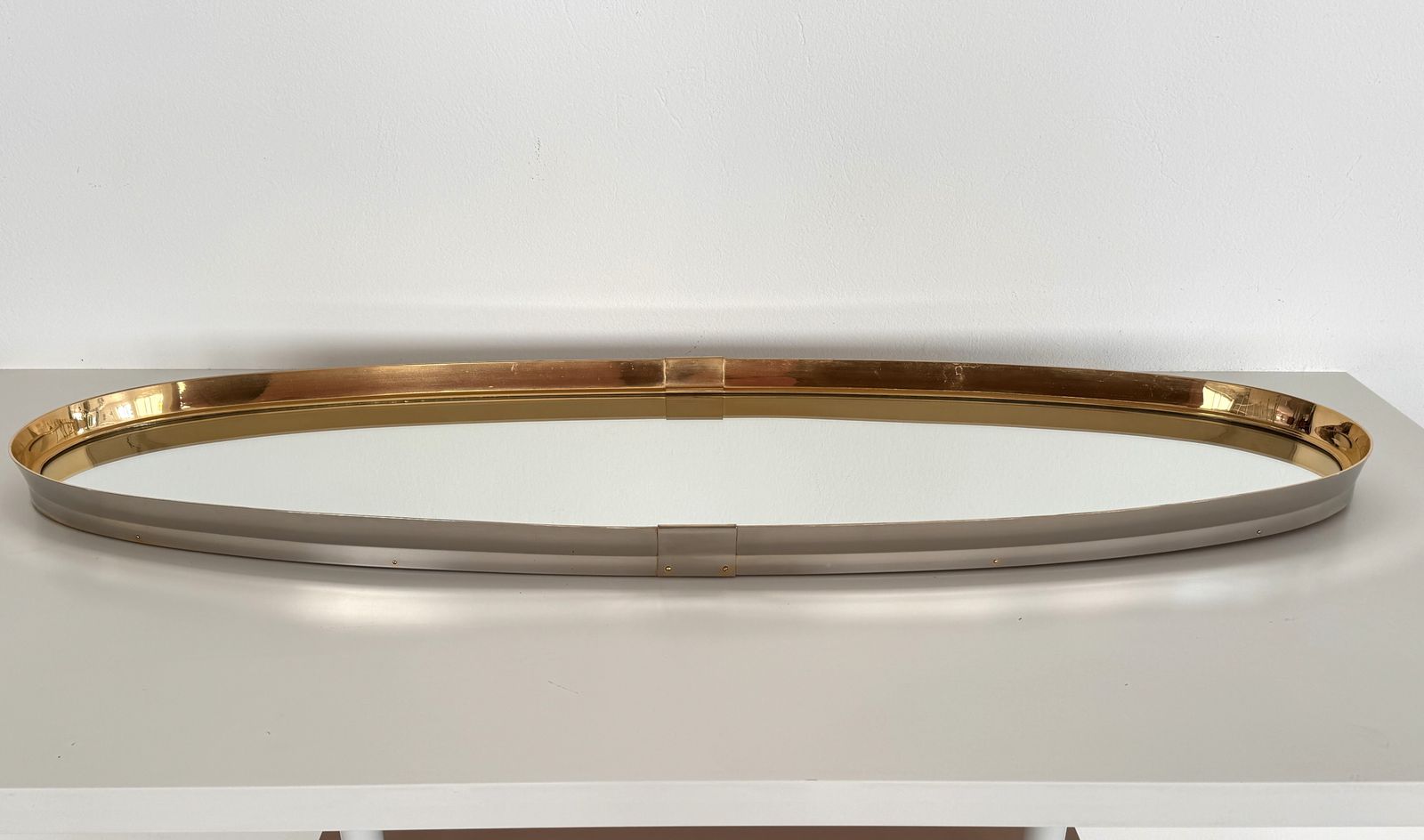 photo for sale Large Wall Mirror In Brass By Vereinigte Werkstätten München, 1970s